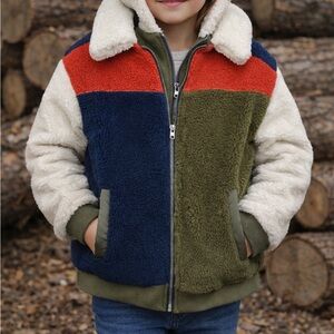 Stylish Kids Colorblock Sherpa Style Jacket by 33 Degrees